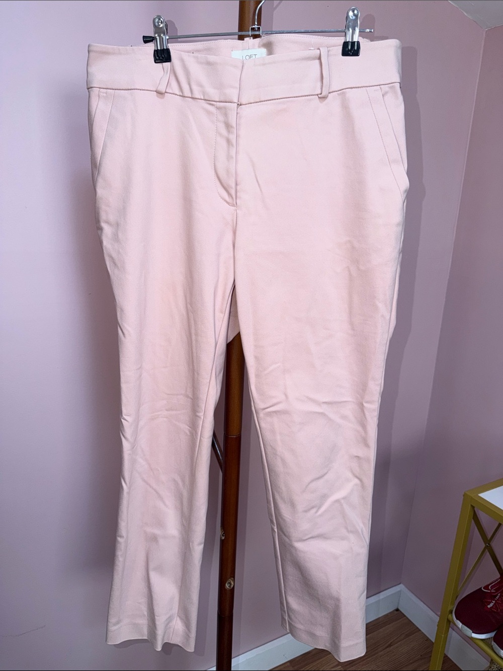 LOFT Blush Pink Cropped Straight-Leg Jeans